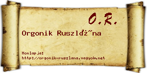 Orgonik Ruszlána névjegykártya